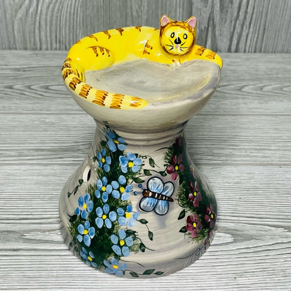 Kathy Hatch Collection ceramic Cat Wax Warmer bird bath decoration unique